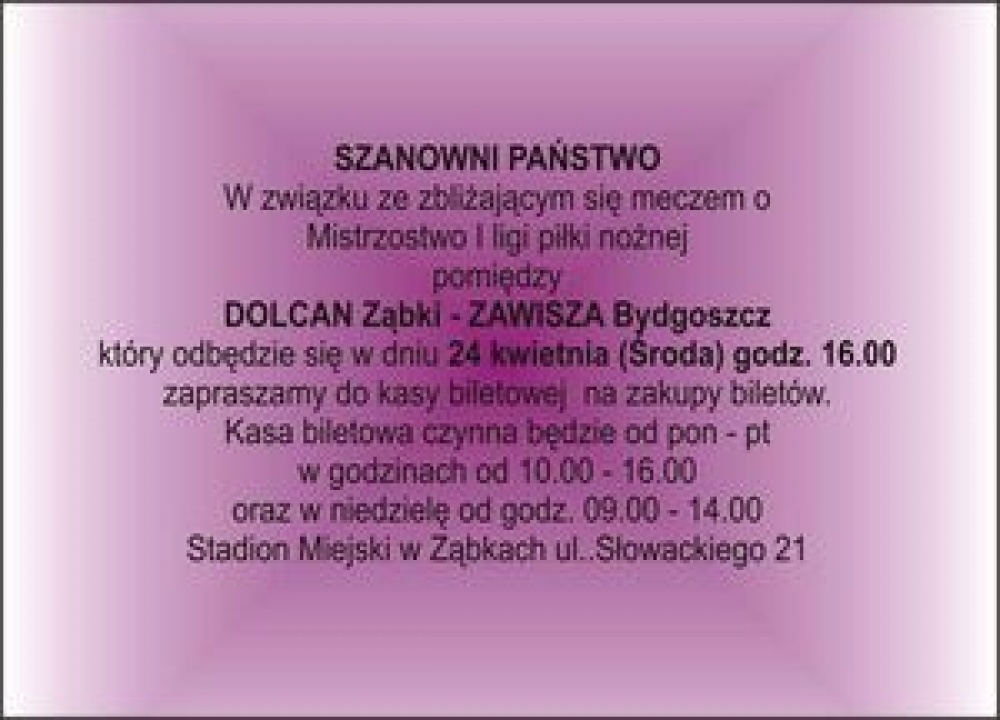 SPRZEDAŻ BILETÓW